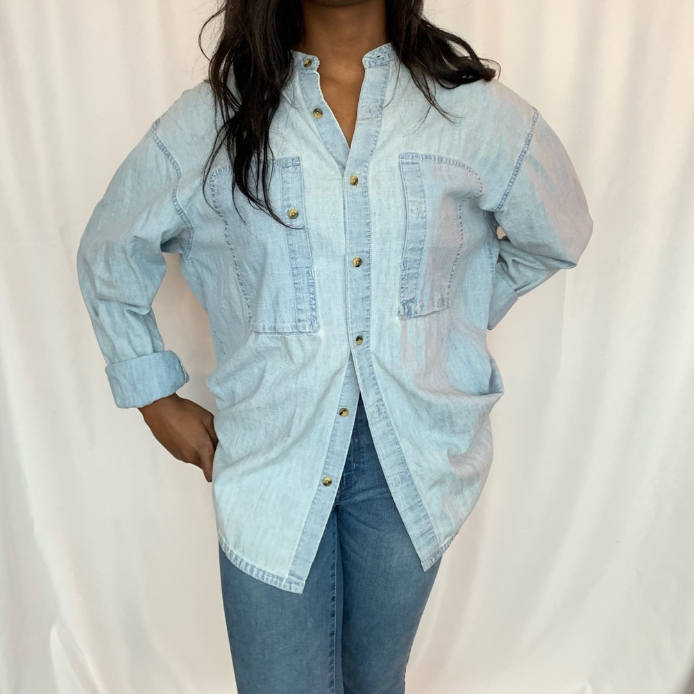 Oversized denim shirt